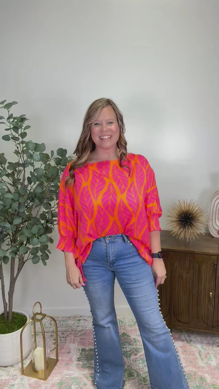 Pink and Orange Tropical Blouse