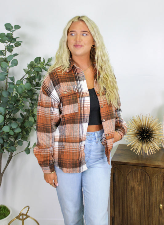 Brown Plaid Shacket