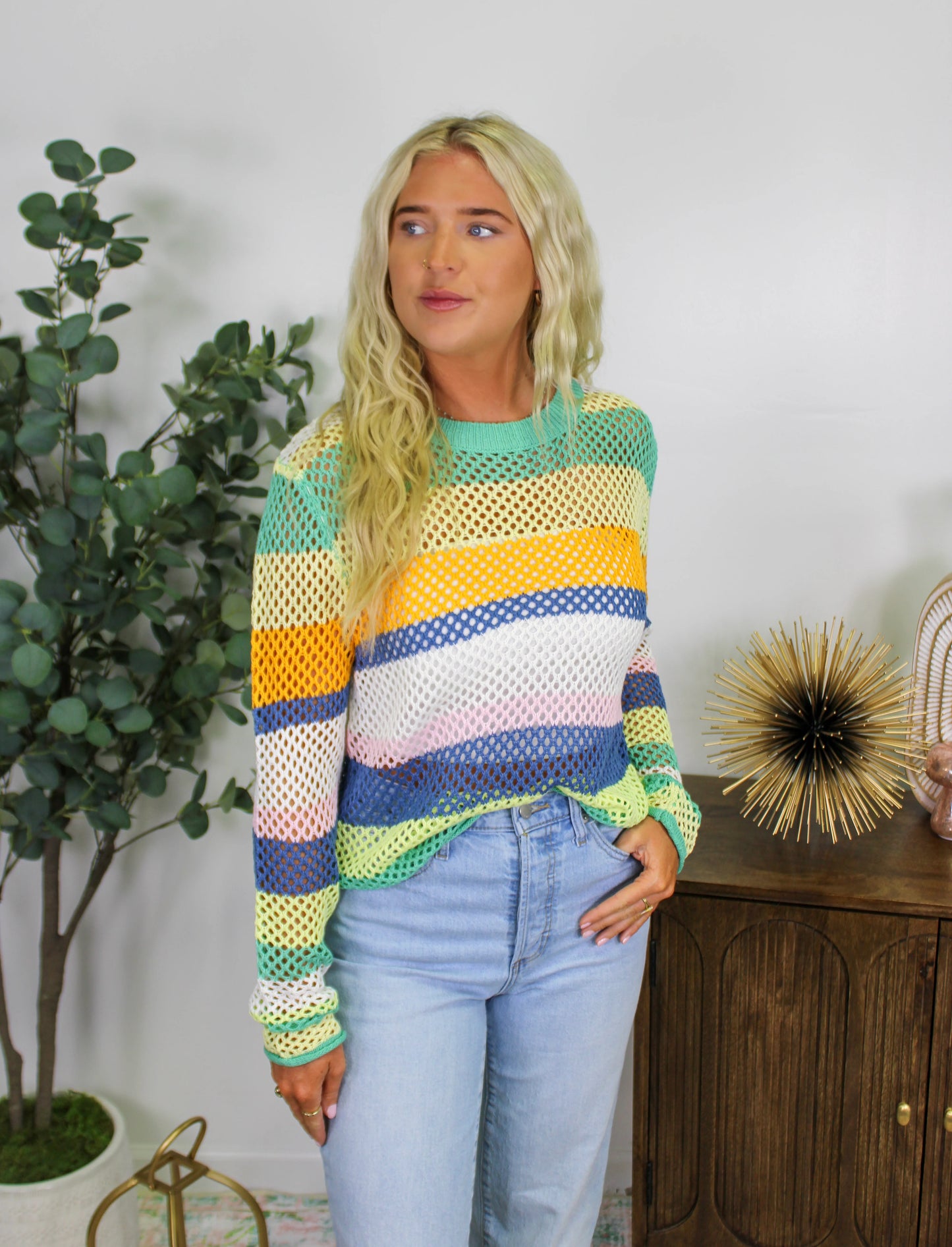 Crochet Striped Sweater