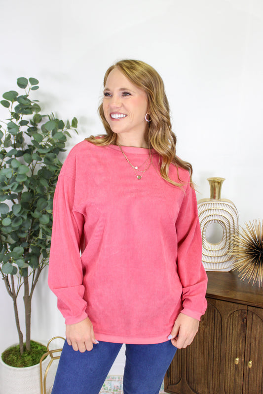 Pink Corded Sweatshirt