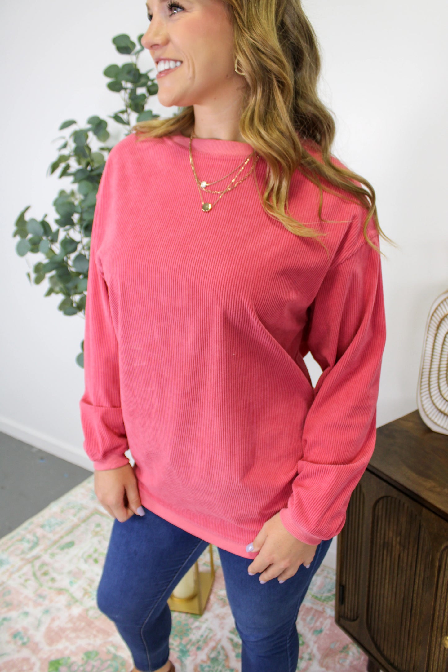 Pink Corded Sweatshirt