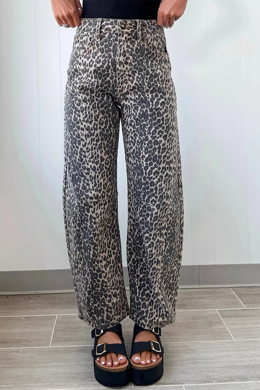 PRE-ORDER Leopard Barrel Jeans