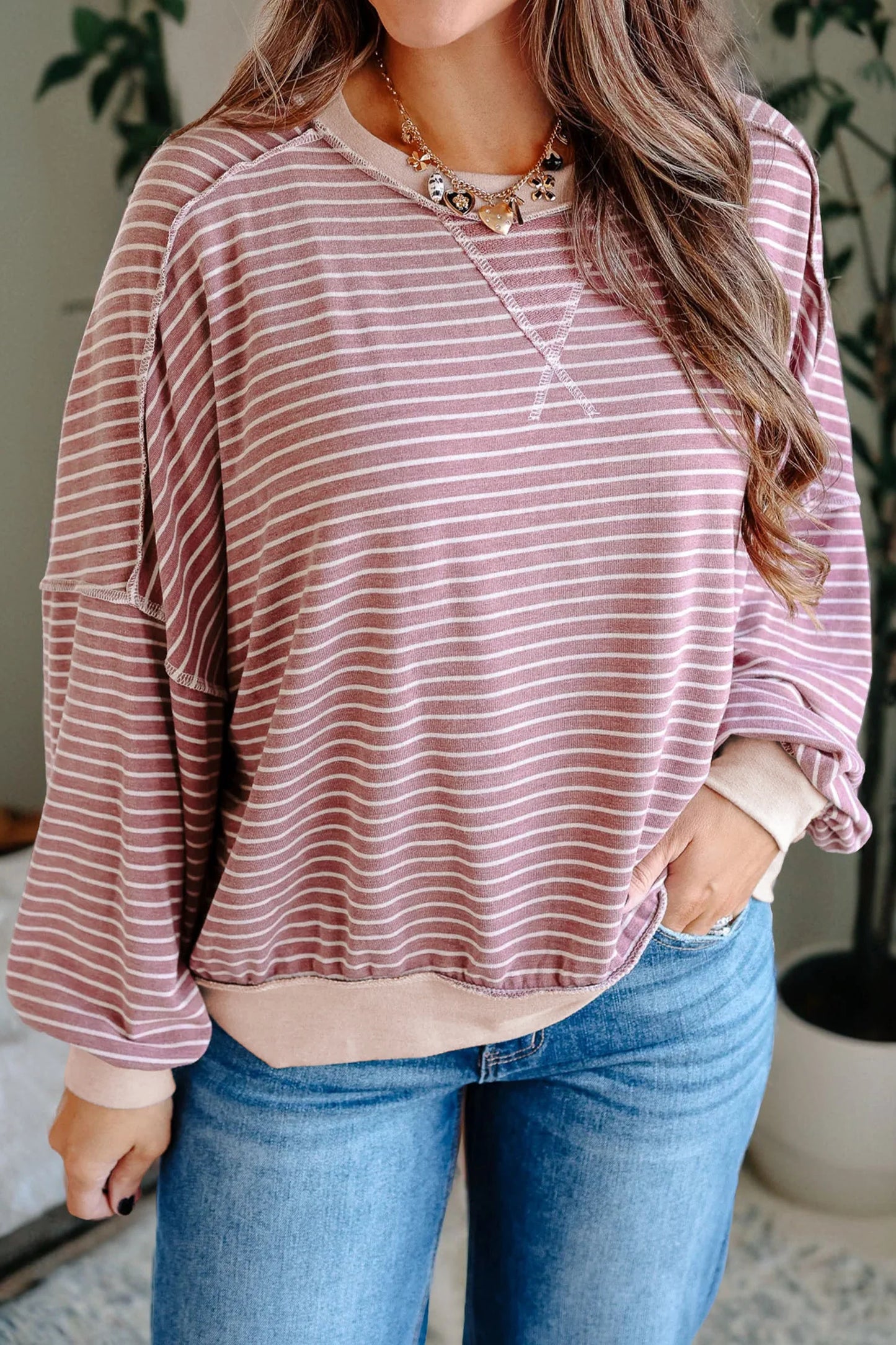 PRE-ORDER PInk Stripe Patchwork Top
