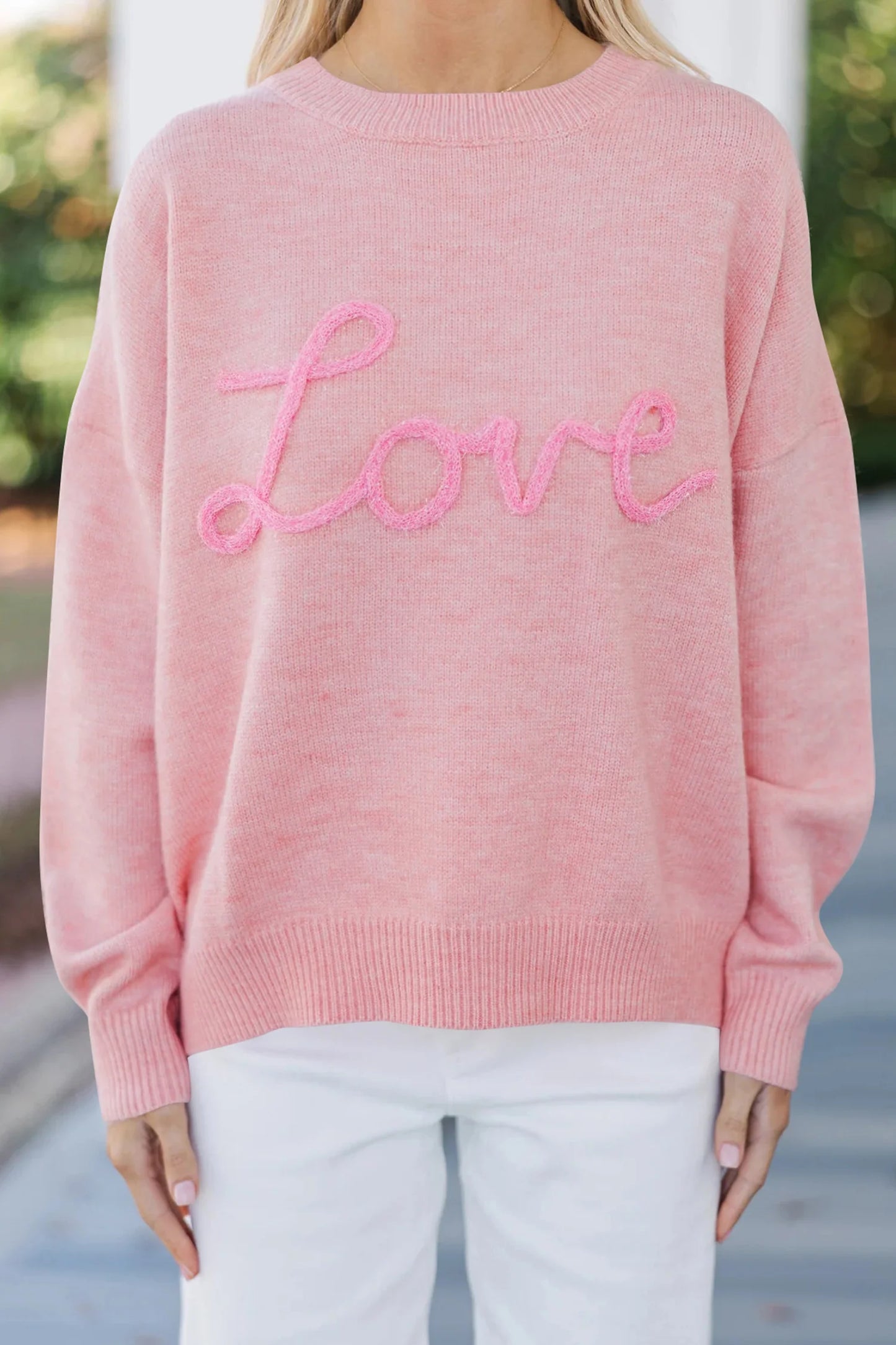PRE-ORDER Pink Corded Love Sweater