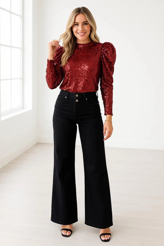 PRE-ORDER Black High Waist Flares