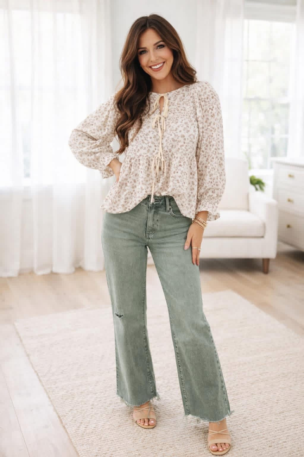 PRE-ORDER Green Distressed Jeans