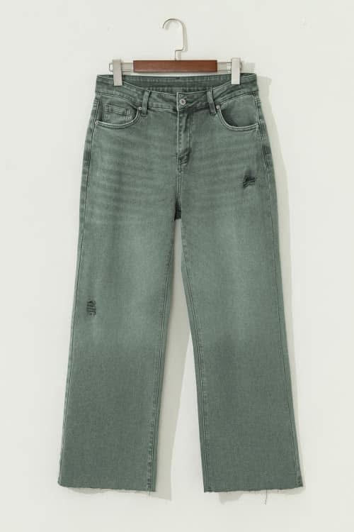 PRE-ORDER Green Distressed Jeans