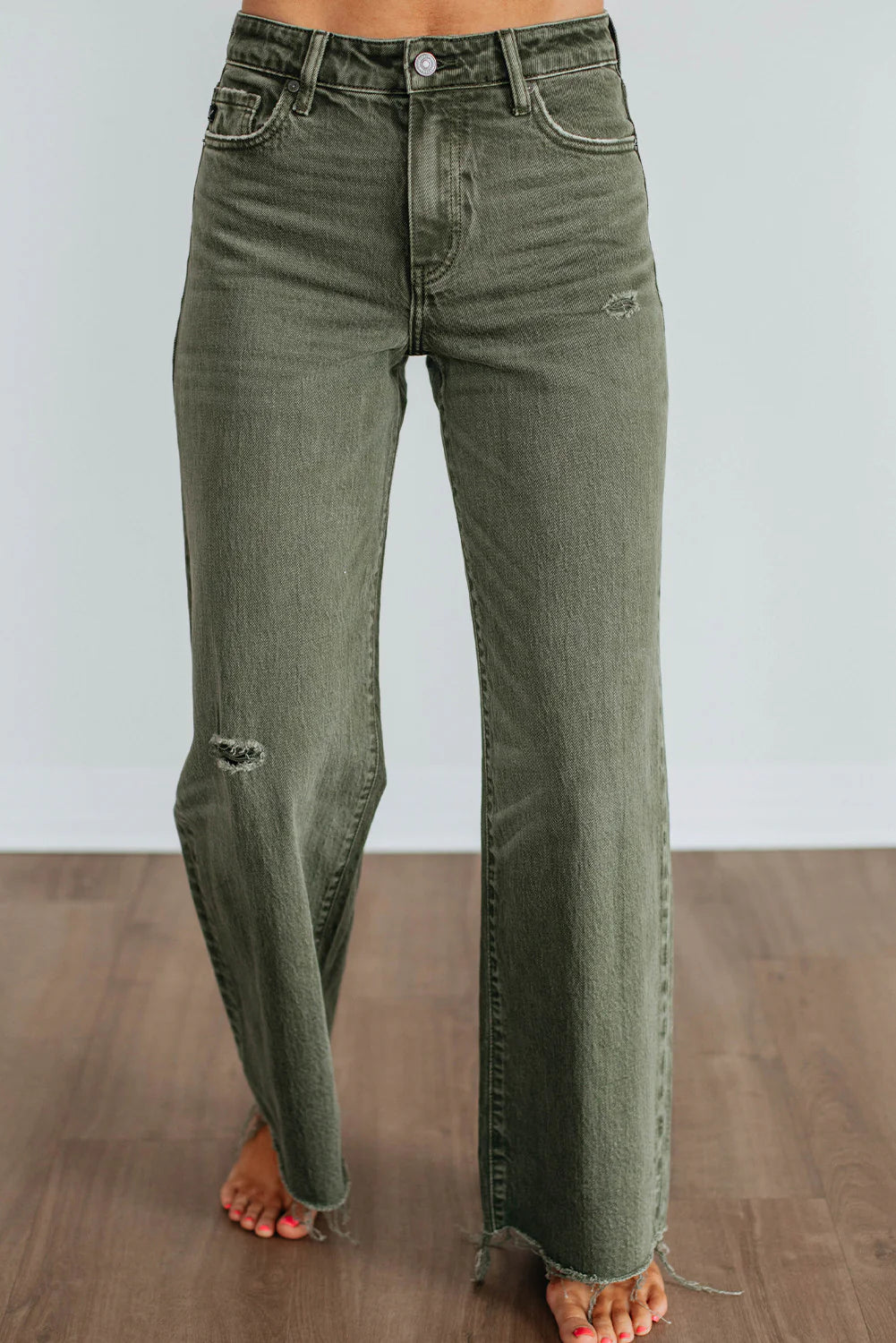 PRE-ORDER Green Distressed Jeans