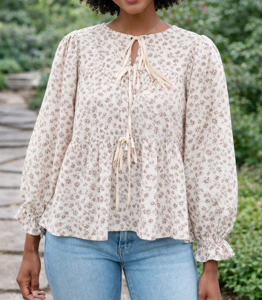 PRE-ORDER Floral Tie Peplum Blouse