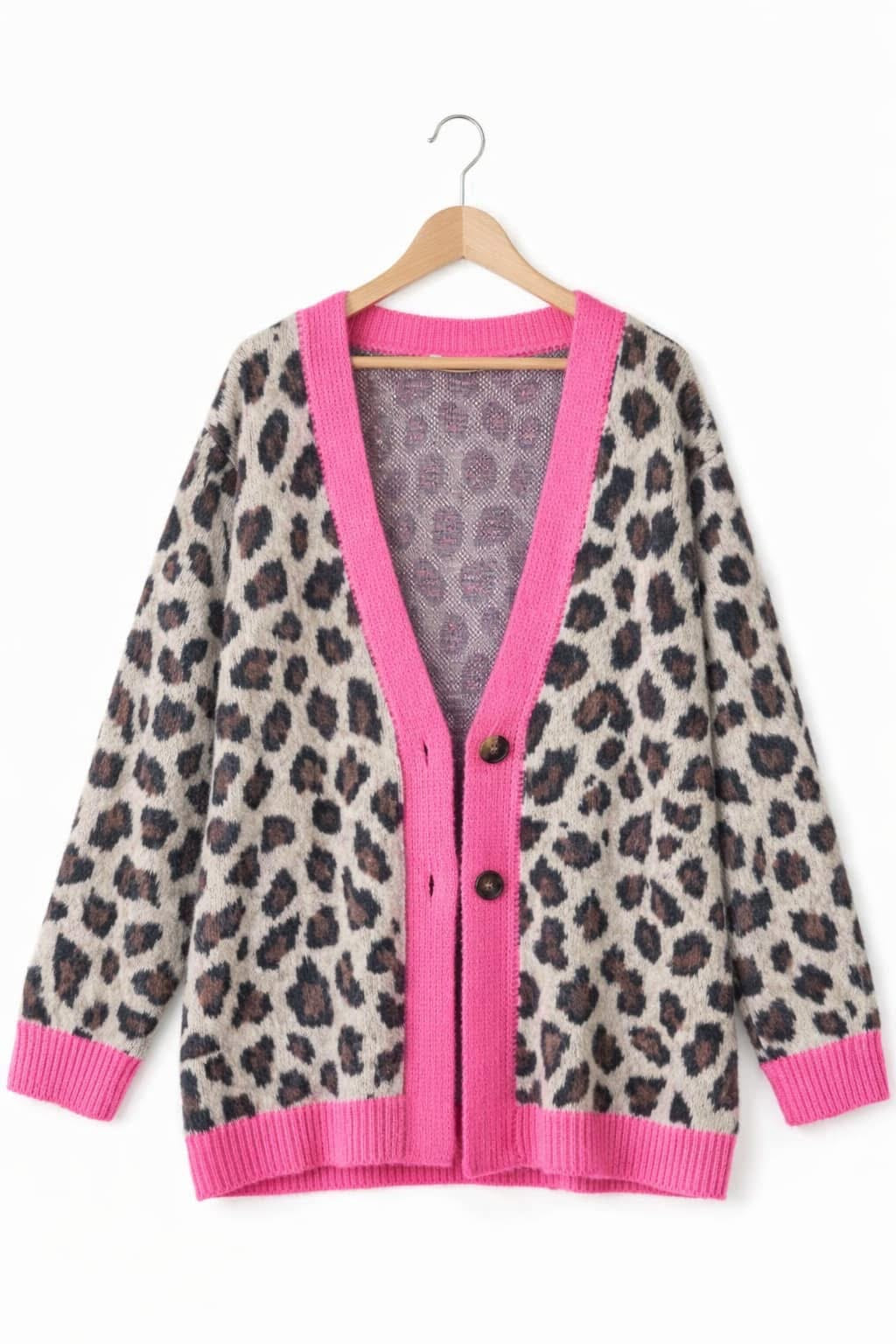 PRE-ORDER Pink Trim Leopard Cardigan