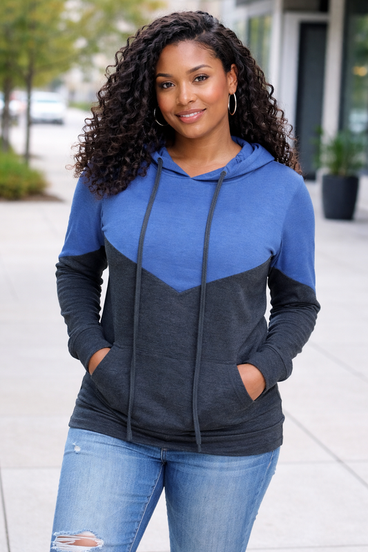 Zigzag Hoodie in Blue