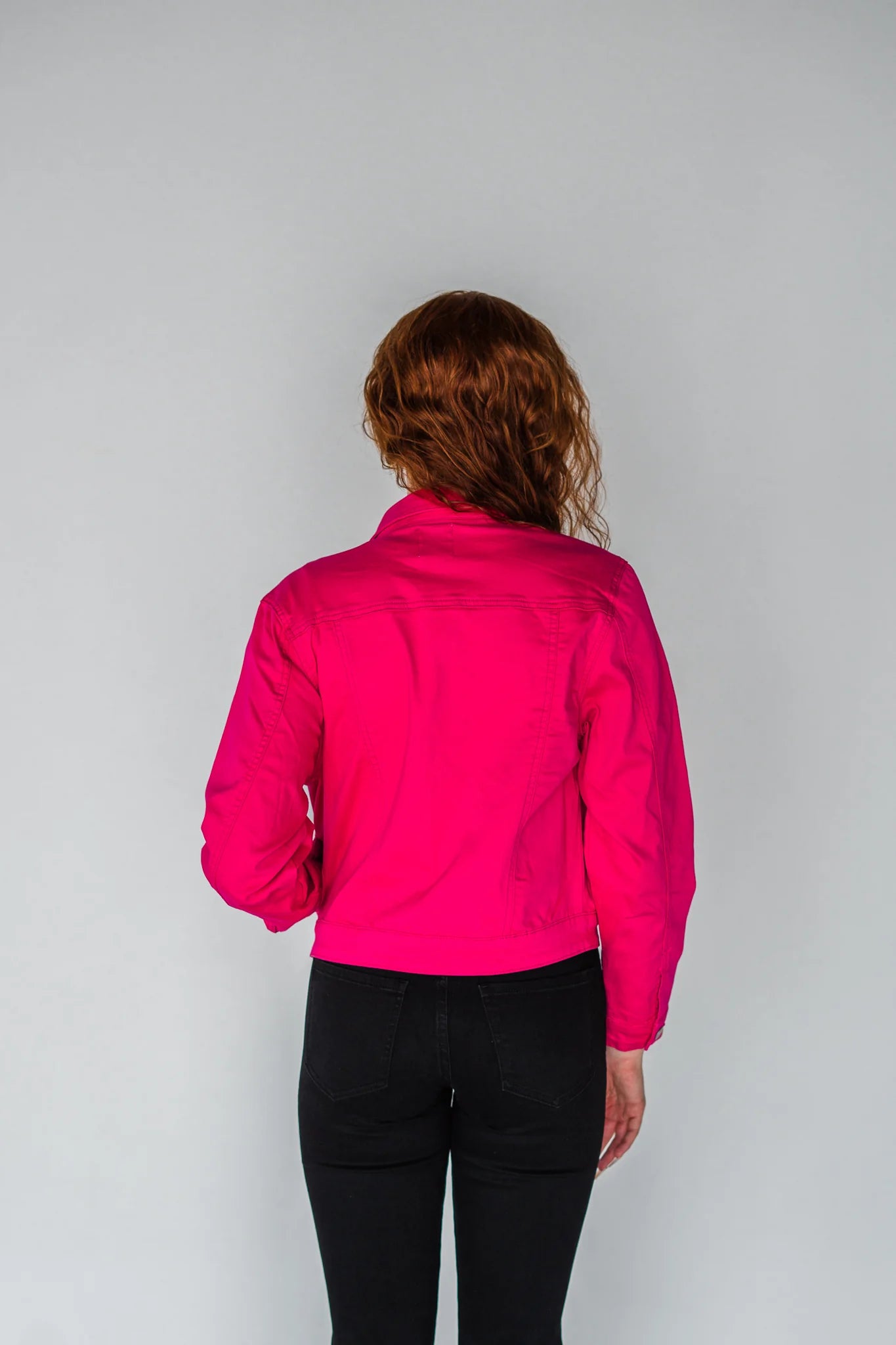 Classic Fit Non-Distressed Colored Denim Jacket- MAGENTA