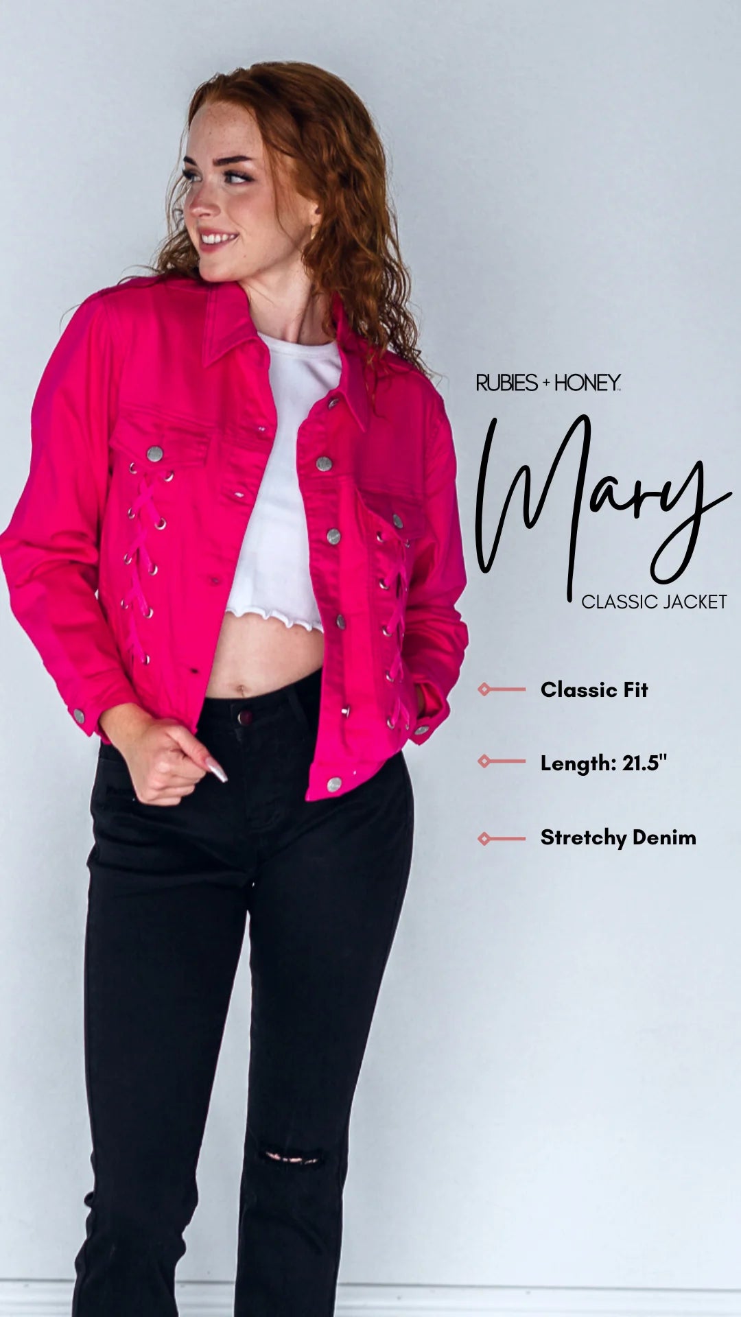 Classic Fit Non-Distressed Colored Denim Jacket- MAGENTA