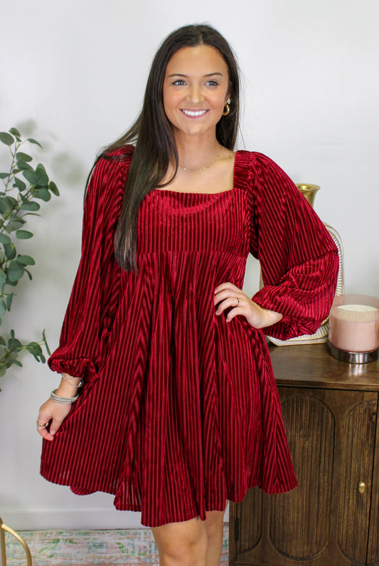 PRE-ORDER Square Neck Velvet Dress