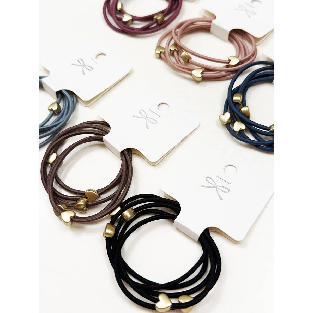 Heart Beaded Basic Hair Tie Set