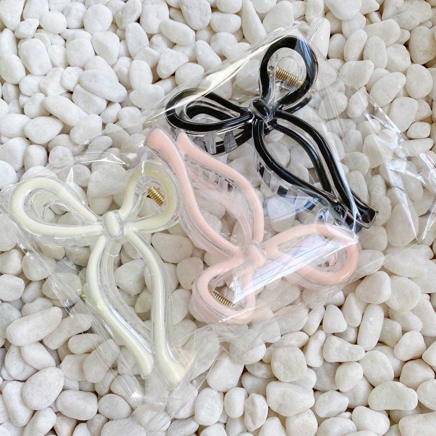 Annie Bow Hair Claw Set Of 3: Pink