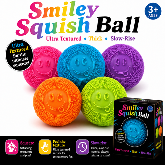 Smiley Squish Ball – Ocean Blue | Textured Slow Rise