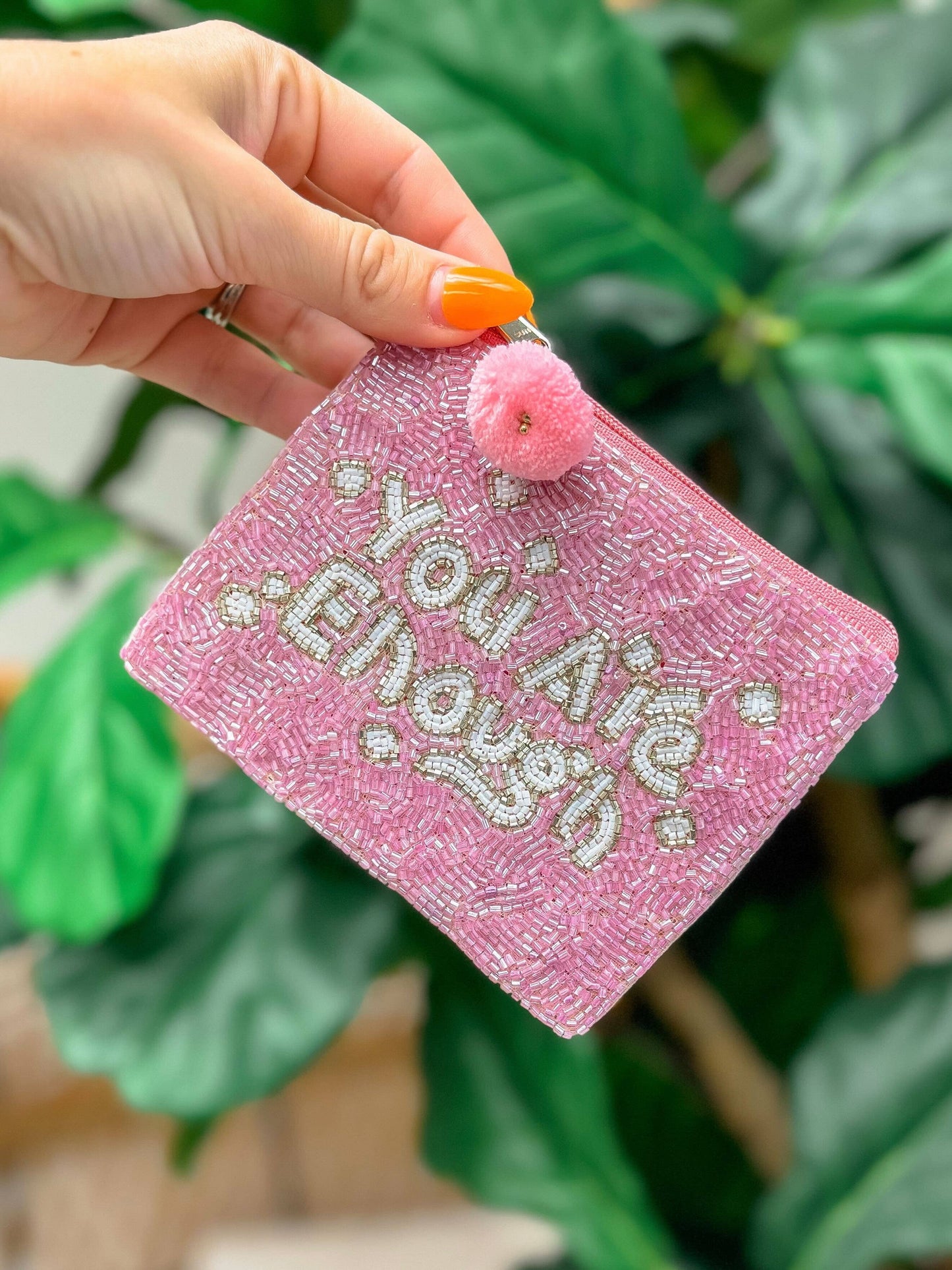 'You Are Enough' Beaded Zip Pouch
