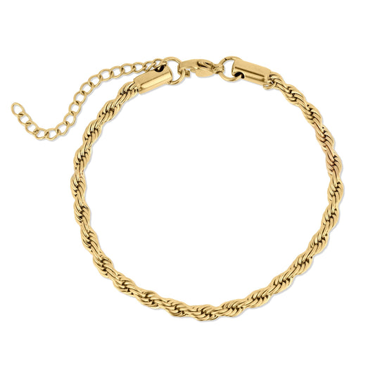 Rope Chain Bracelet / Anklet - Gold, Silver, Black: Gold / 6+2" / 2mm