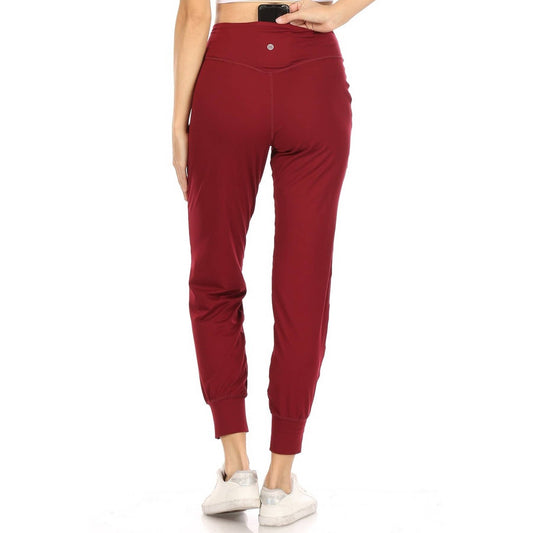 Slim Fit Activewear Joggers with Hidden Back Pocket: Burgundy