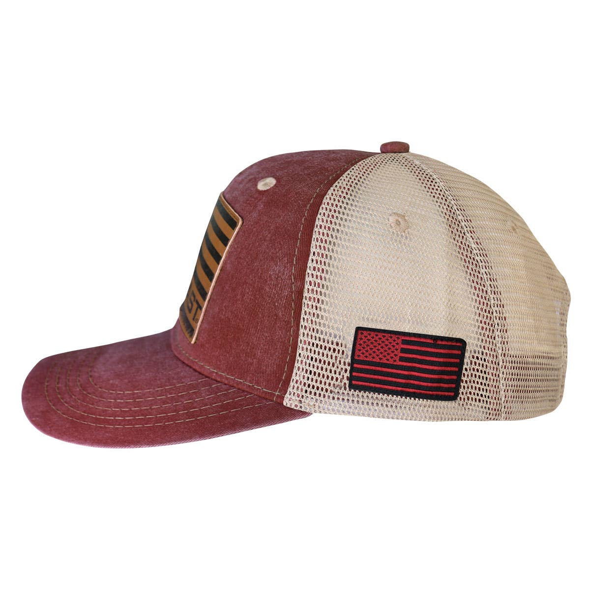 HOLD FAST Mens Cap Flag Burgundy Leather: Burgundy / One Size Fits Most