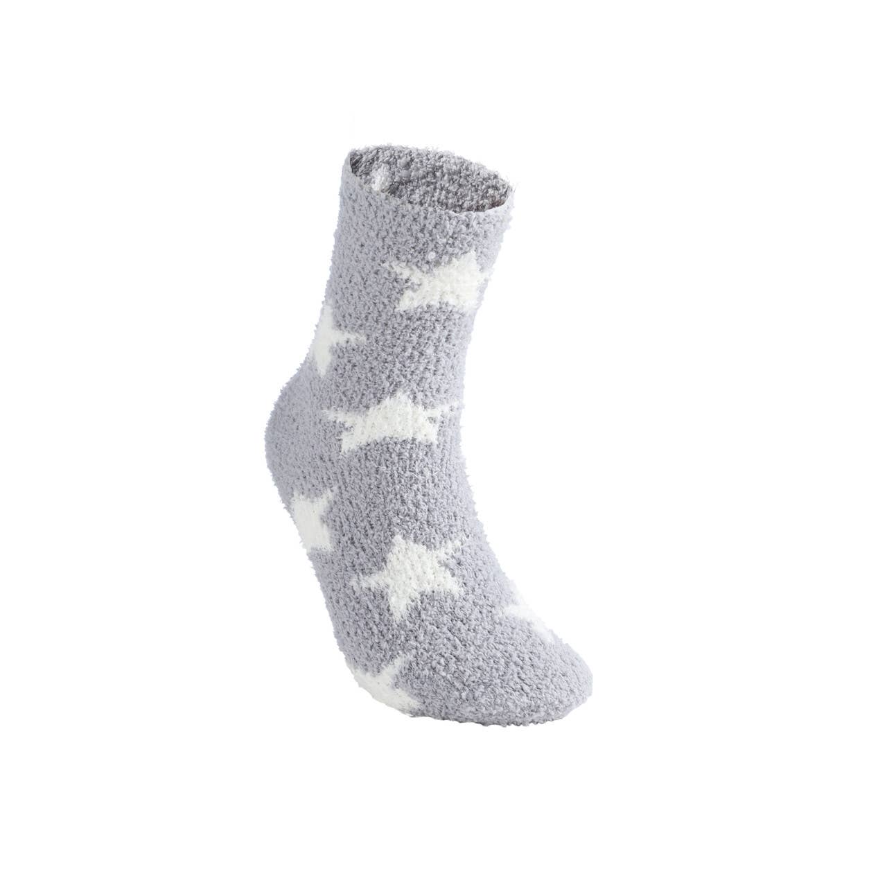 Ladies Fuzzy Socks- 3 pair Set- Grey