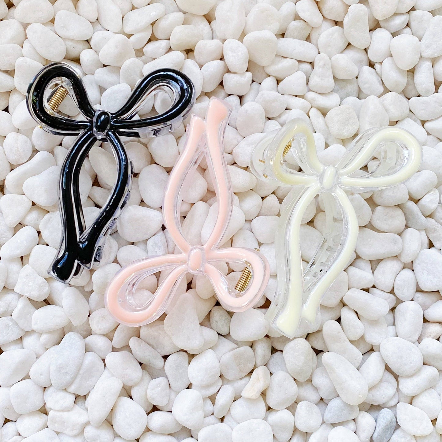 Annie Bow Hair Claw Set Of 3: Pink