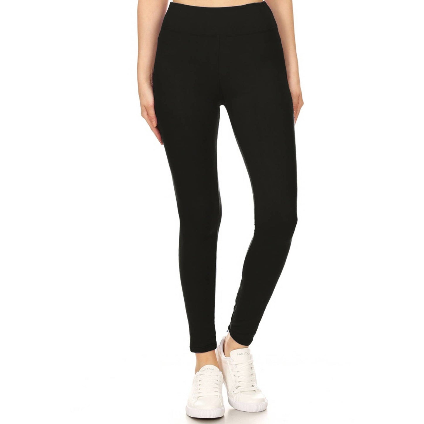3" Yoga Band Buttery Soft Solid Leggings- BLACK