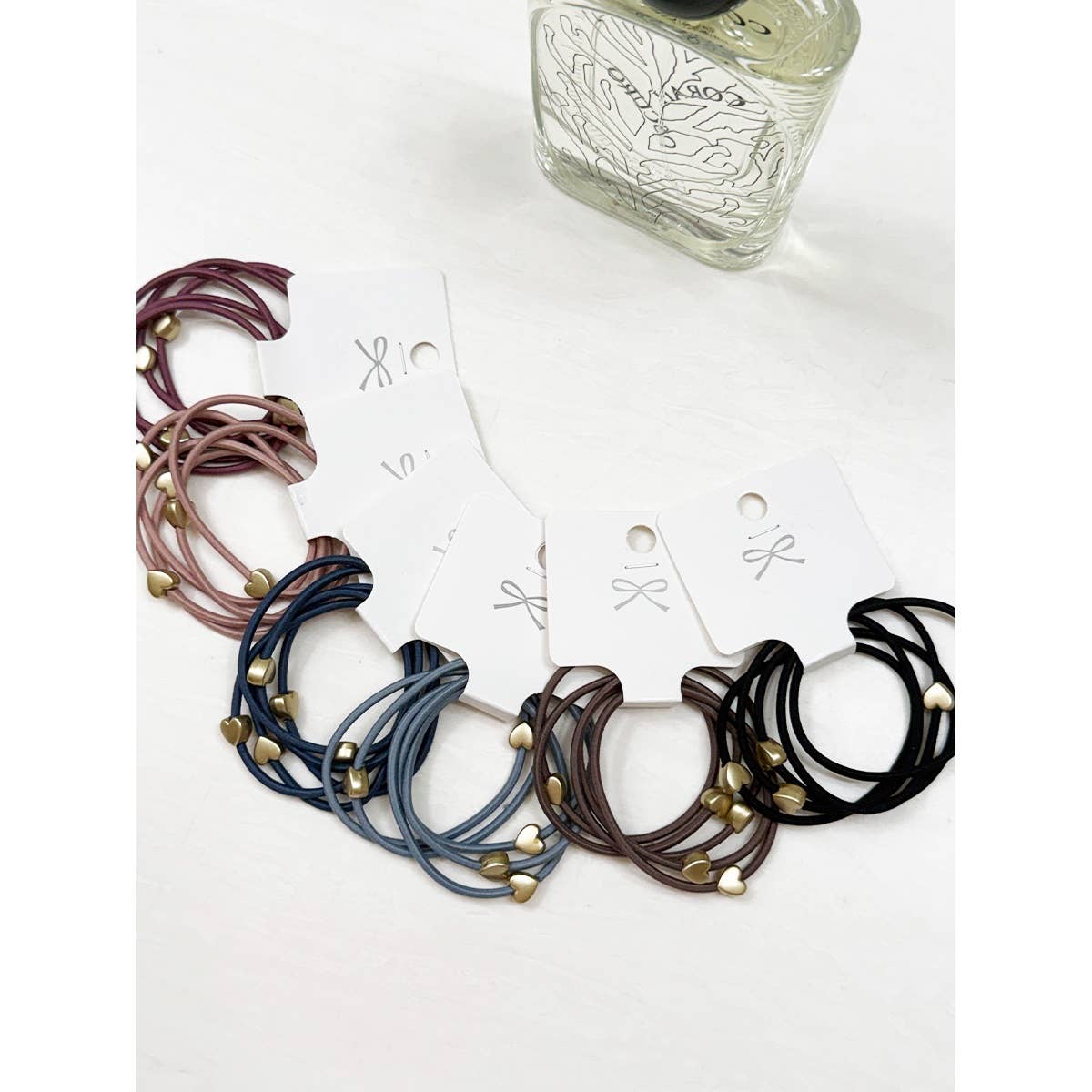 Heart Beaded Basic Hair Tie Set