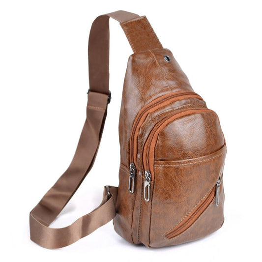 Brown PU Leather Crossbody Sling Bag