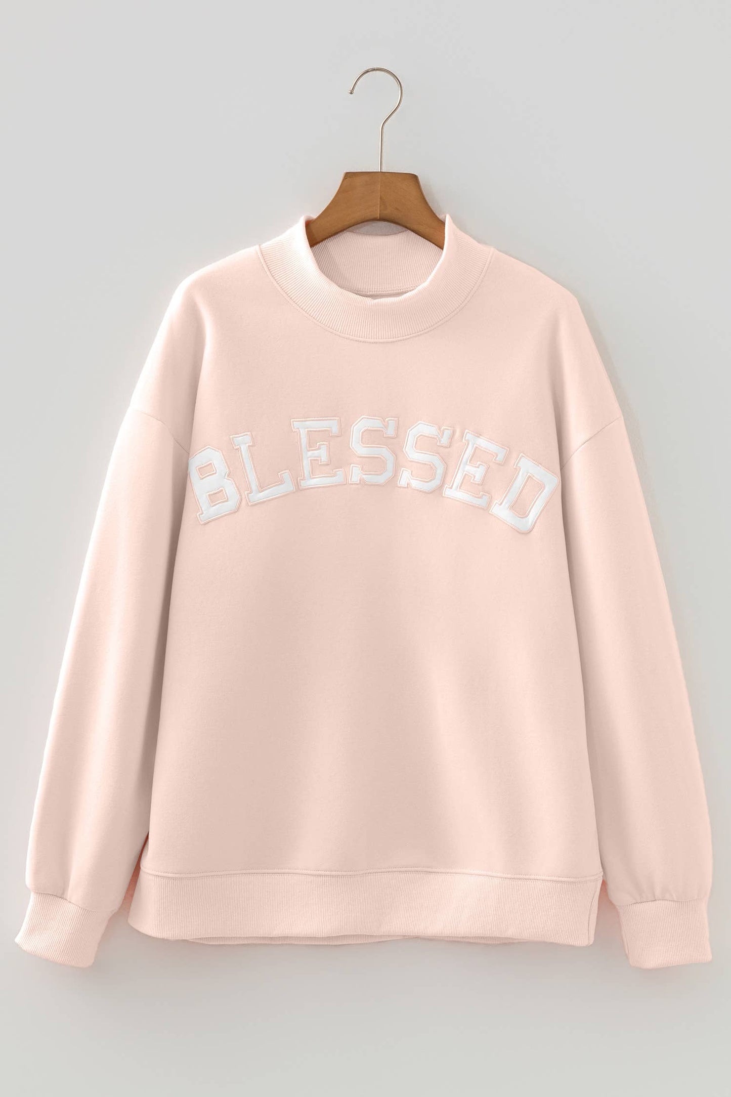 Blessed Embroidered Mock Neck Sweatshirt