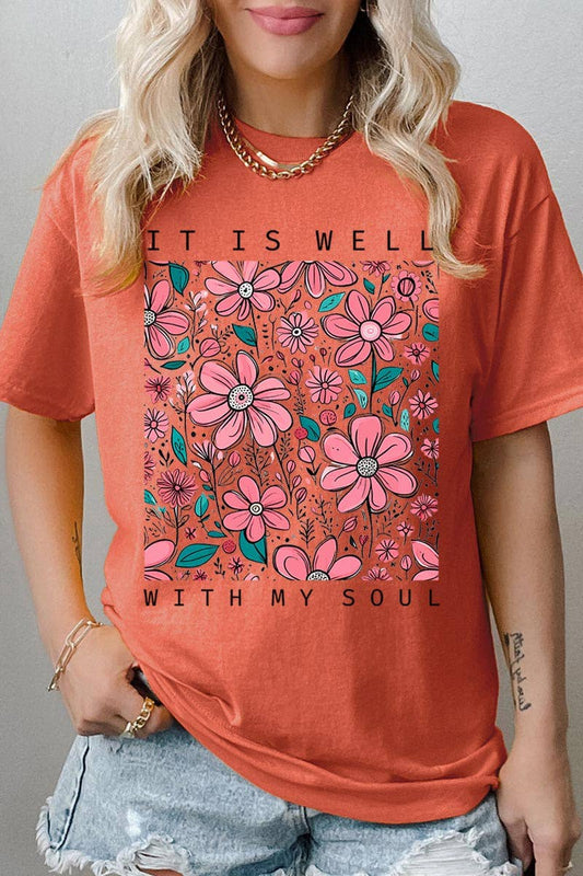 It Is Well With My Soul Graphic Heavyweight Tee: SUNSET