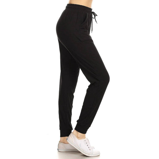 Black Buttery Soft Solid Joggers with Drawstring
