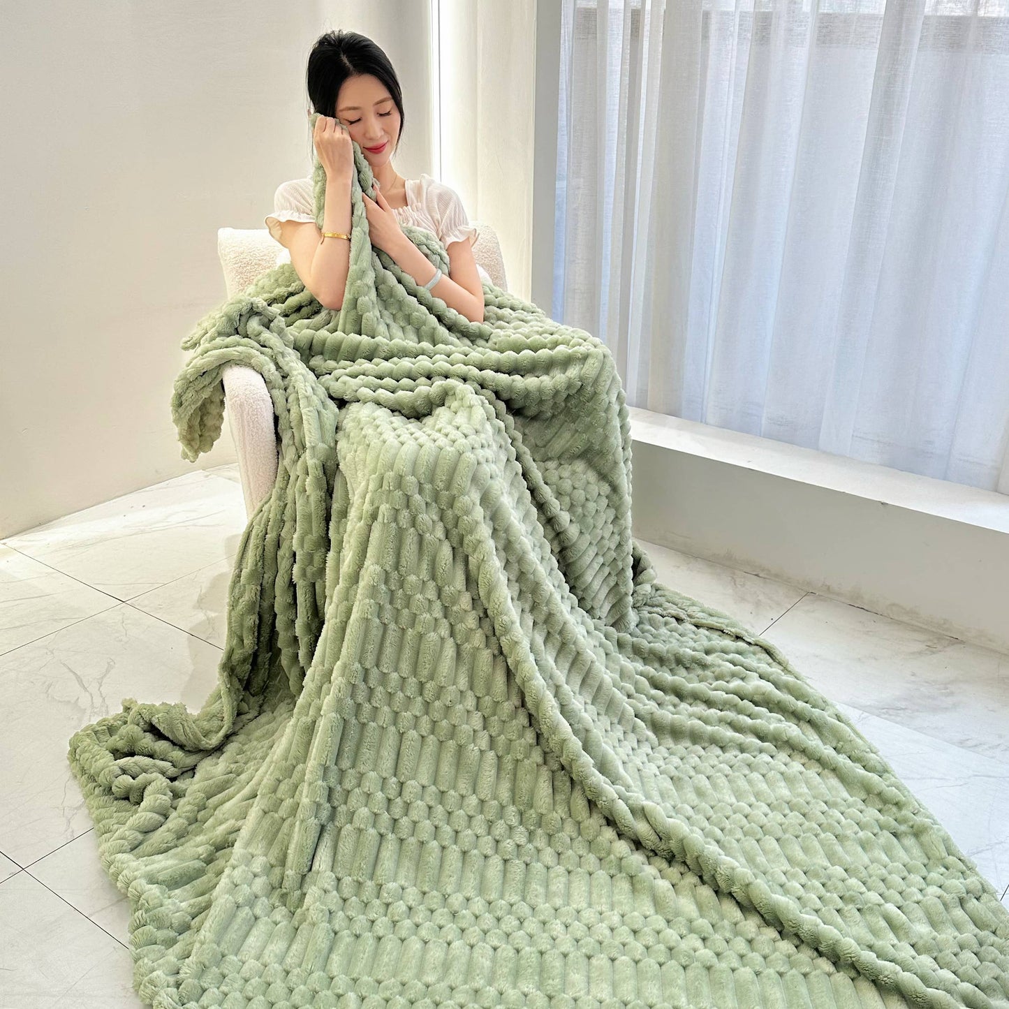 Turtle Fleece Throw – Bubble-Texture Ultra Plush Blanket for Cozy Comfort: 50x60" (130x150cm)