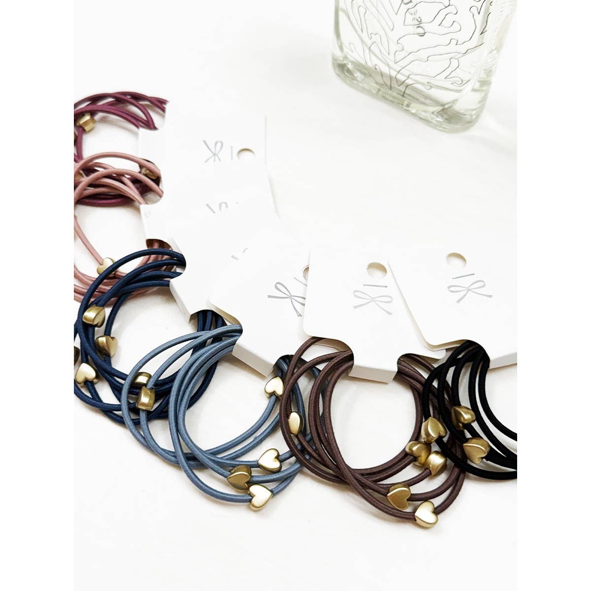 Heart Beaded Basic Hair Tie Set