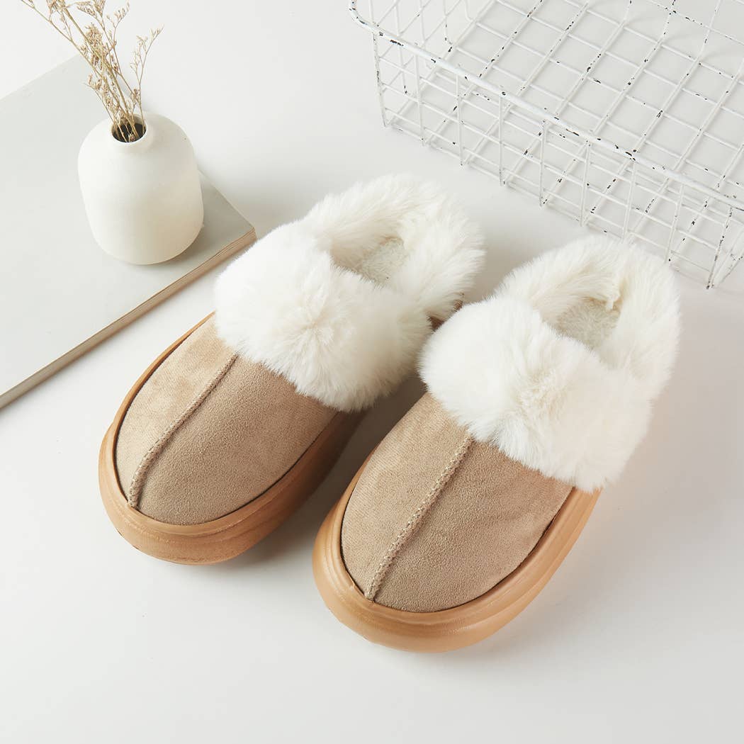 Classic Suede Soft Home Slippers: TAUPE