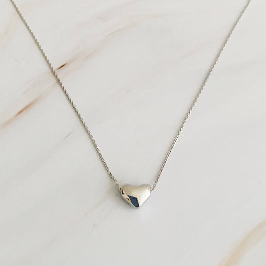 Love Bean Heart Necklace: Silver