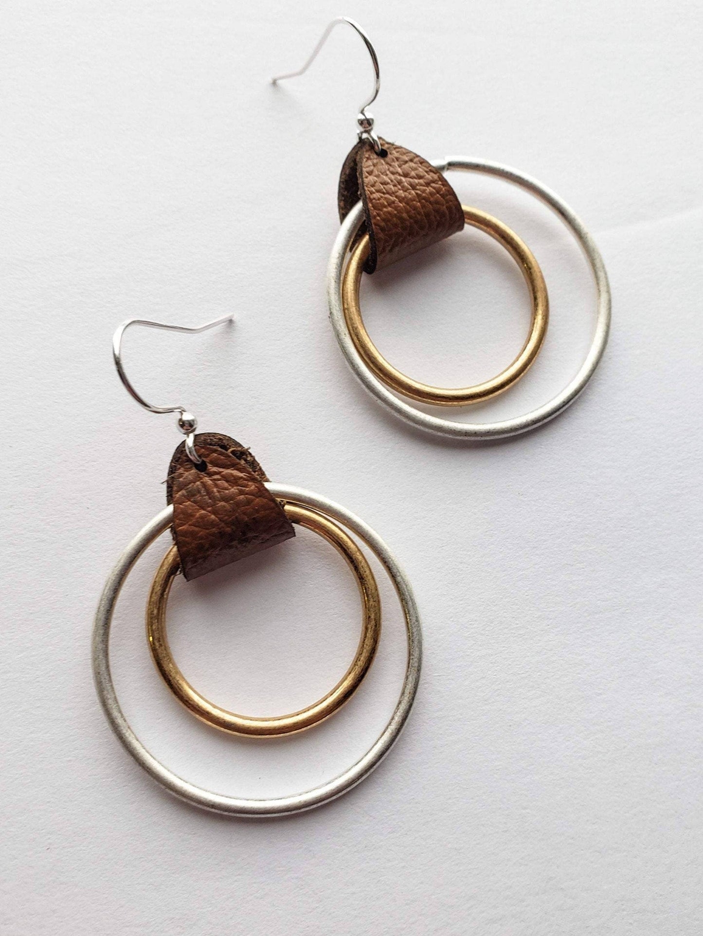 Mixed metal hoop Boho earrings