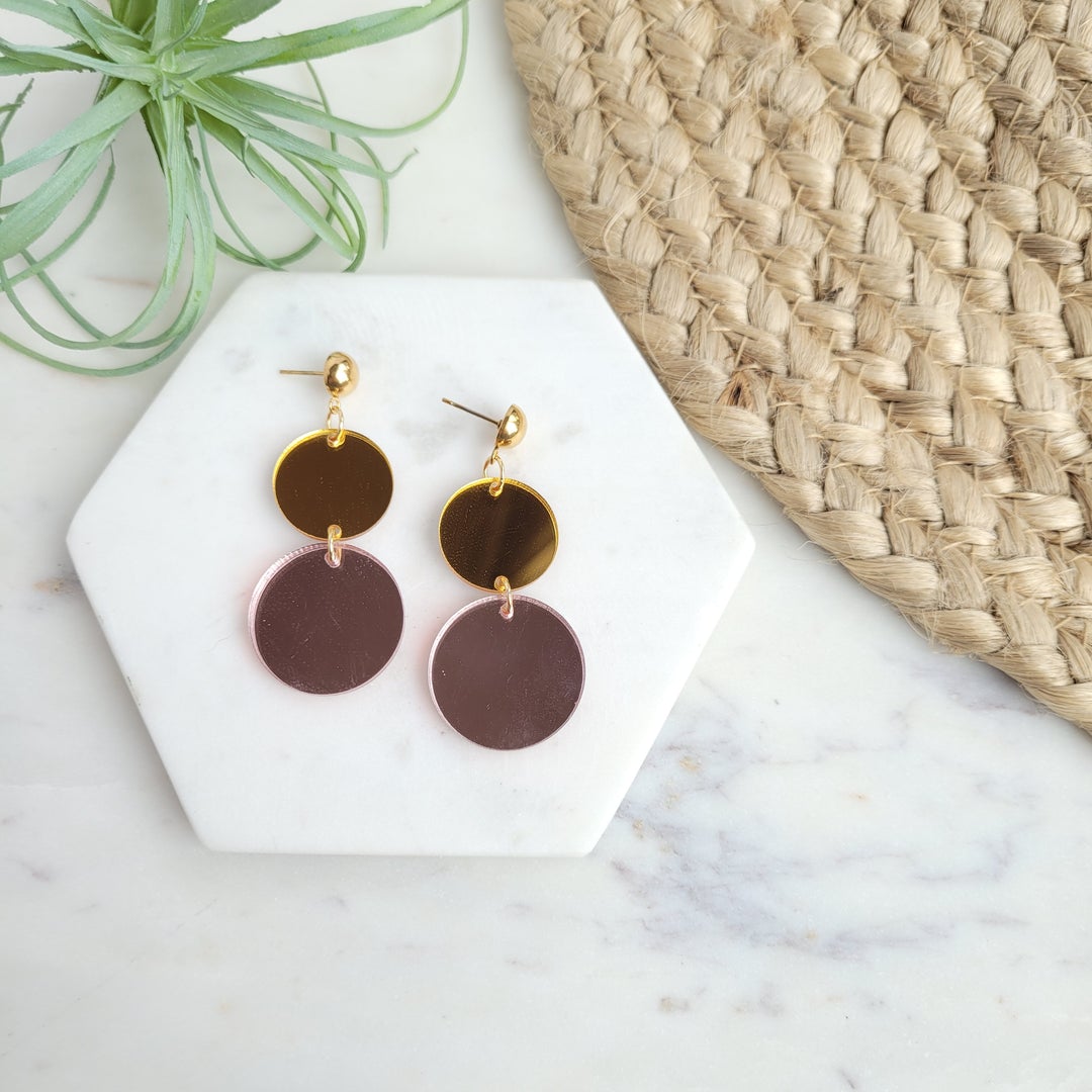 Addison Earrings  - Mirrored Gold and Rose Gold