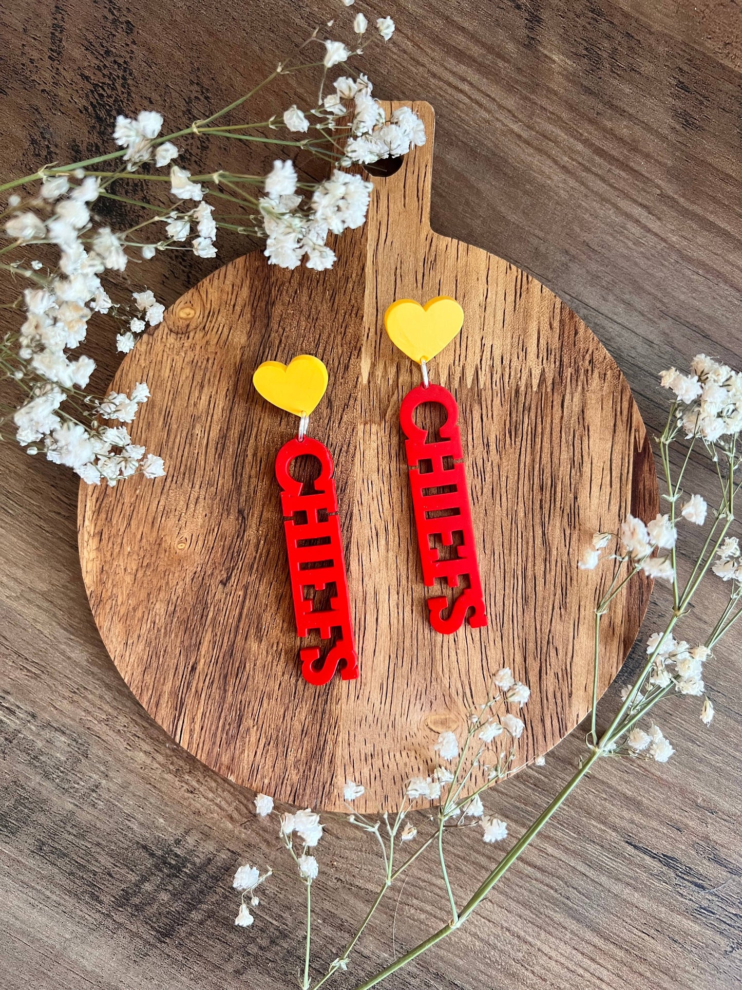 KC Chiefs Earrings, Custom Team Color Earrings