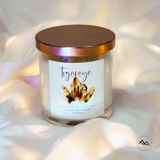 Tiger Eye - 9 oz Healing Crystals Soy Candle - Creativity & Confidence