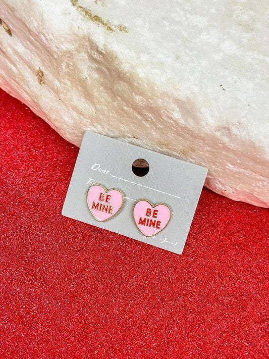 'Be Mine' Enamel Heart Stud Earrings