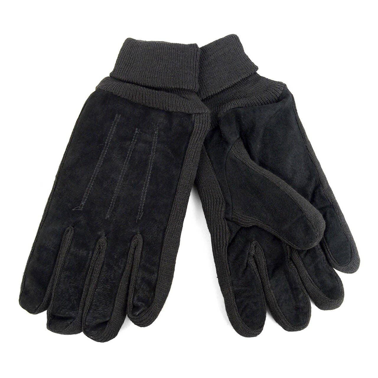 Men's Genuine Leather Winter Gloves with Soft Acrylic Lining: Black / L/XL