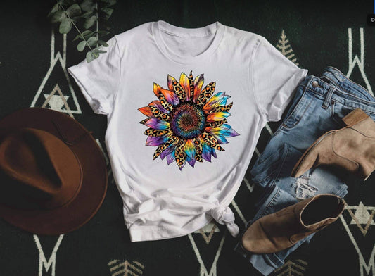 Sunflower Tie Dye Leopard Tee