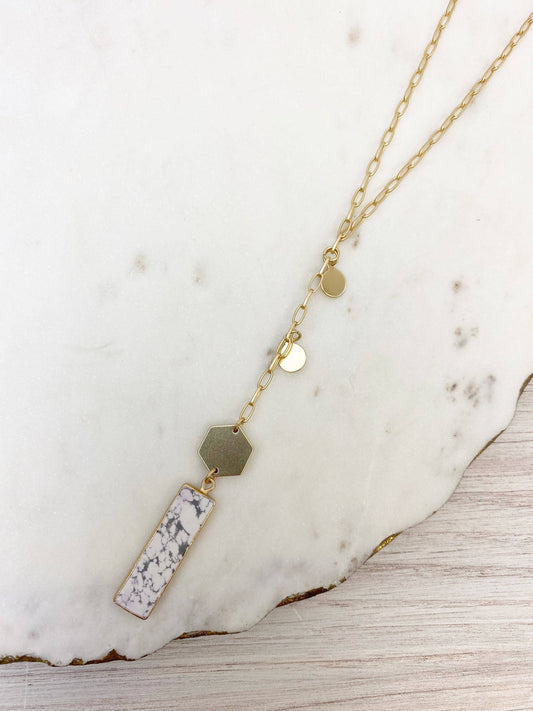 Long Semi Precious Bar Pendant Necklaces