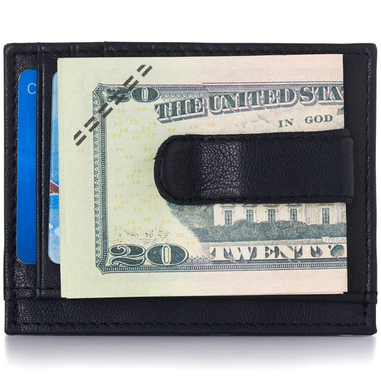 Mens Money Clip Genuine Leather Minimalist Slim Front Pocket