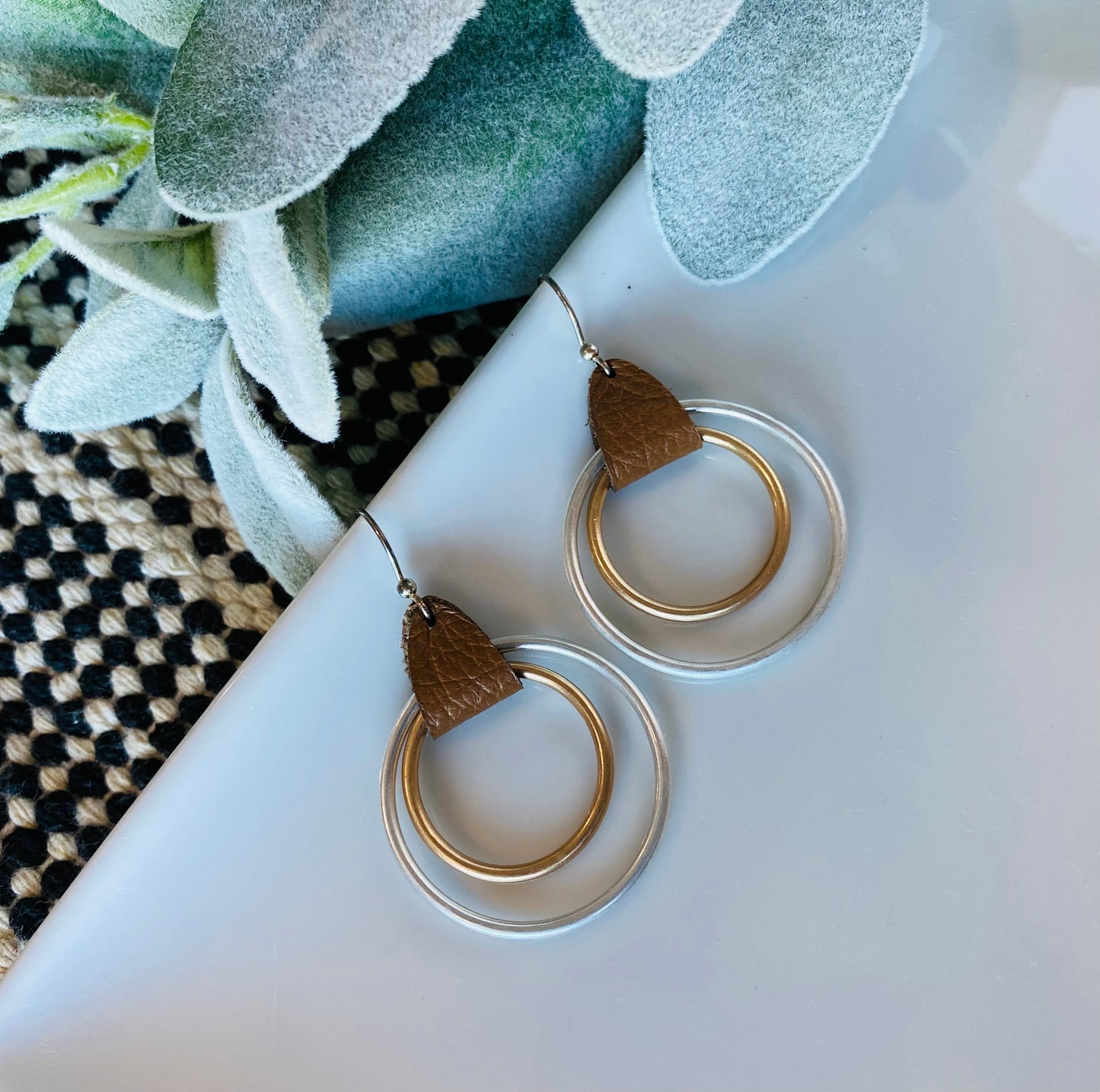 Mixed metal hoop Boho earrings