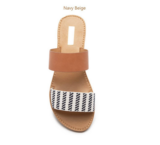 ATHENA SANDAL - NAVY/BEIGE