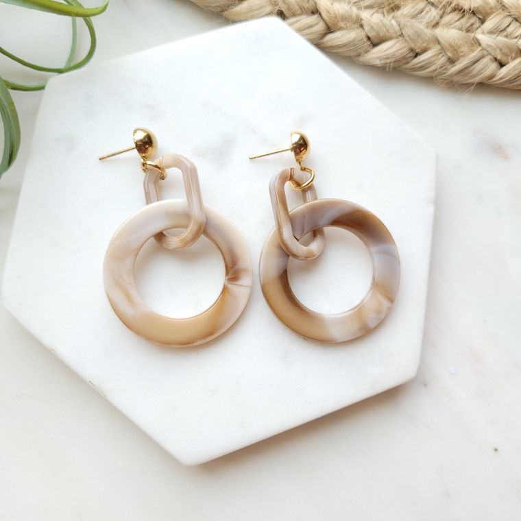 Cora / Resin Earrings with 18k Gold Plated Post Stainless Steel Posts