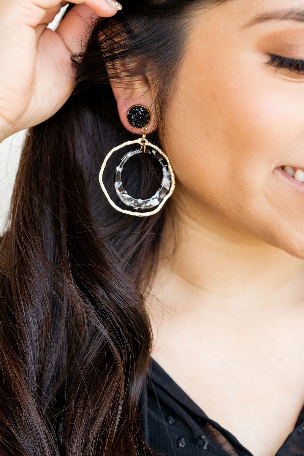 Caroline Earrings- Navy